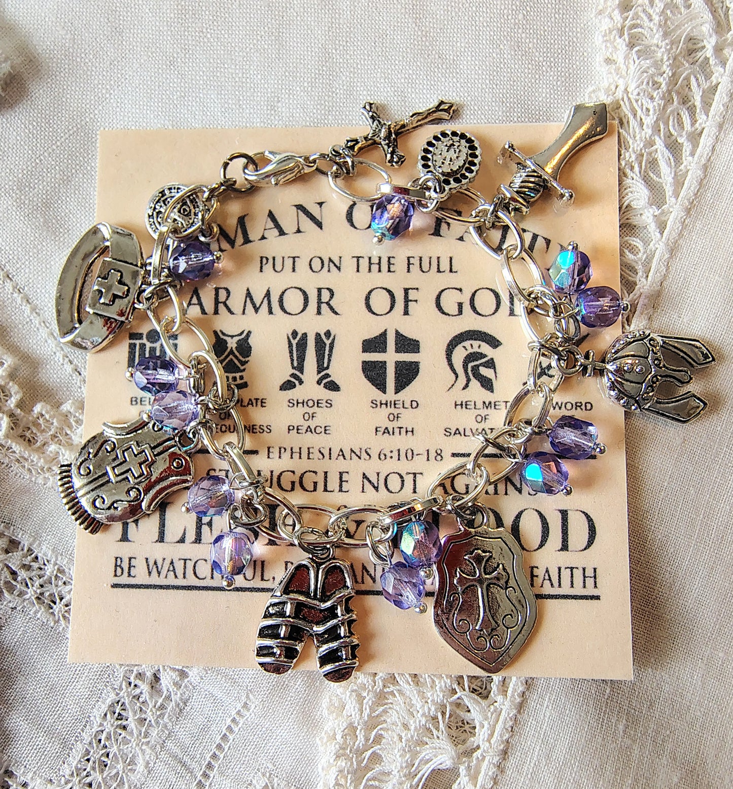 Full Armor of God Catholic Bracelet and Insert Card