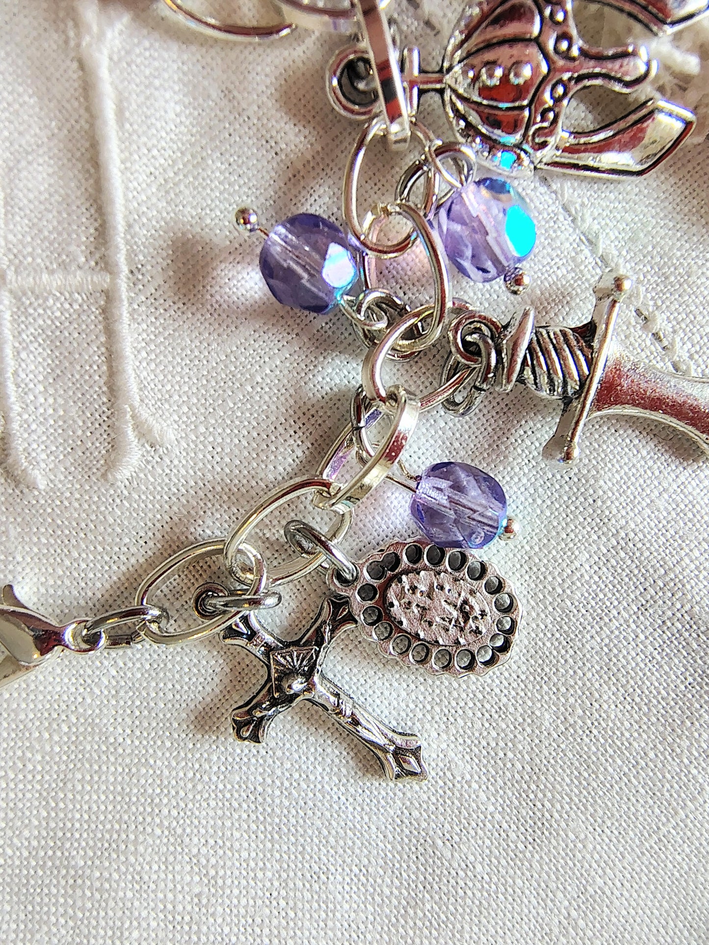 Custom Catholic Full Armor Of God Charm bracelet fire polished Czech crystal beads choose bead color bracelet size mirac. medal st Benedict.