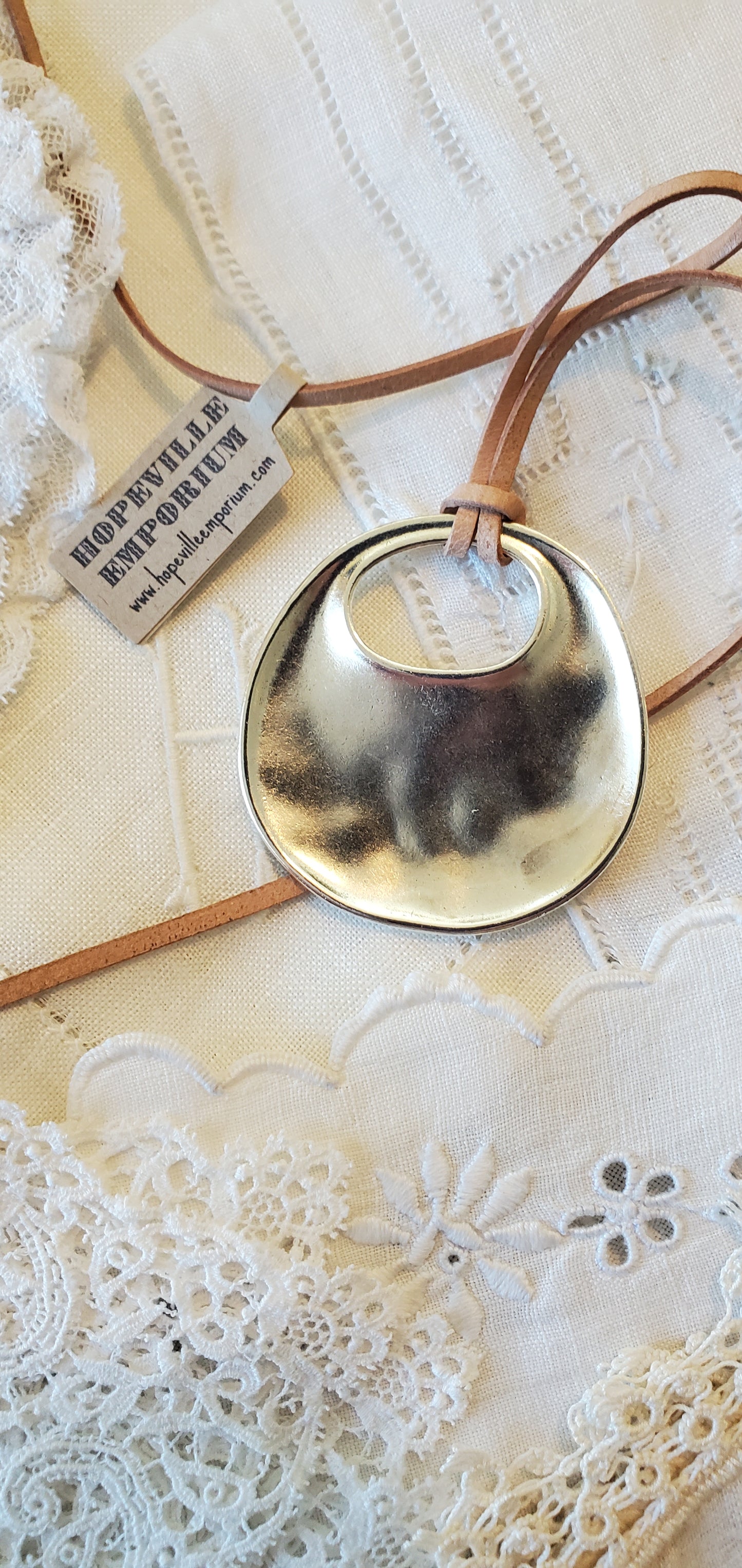 Serenity Prayer Pendant with Adjustable Leather Cord