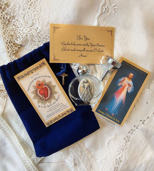 Divine Mercy Holy Water Set, Holy water, Catholic present, Aqua Bendita, regalo de Battesimo, Baptism gift, 1st first communion, confirmation keepsake