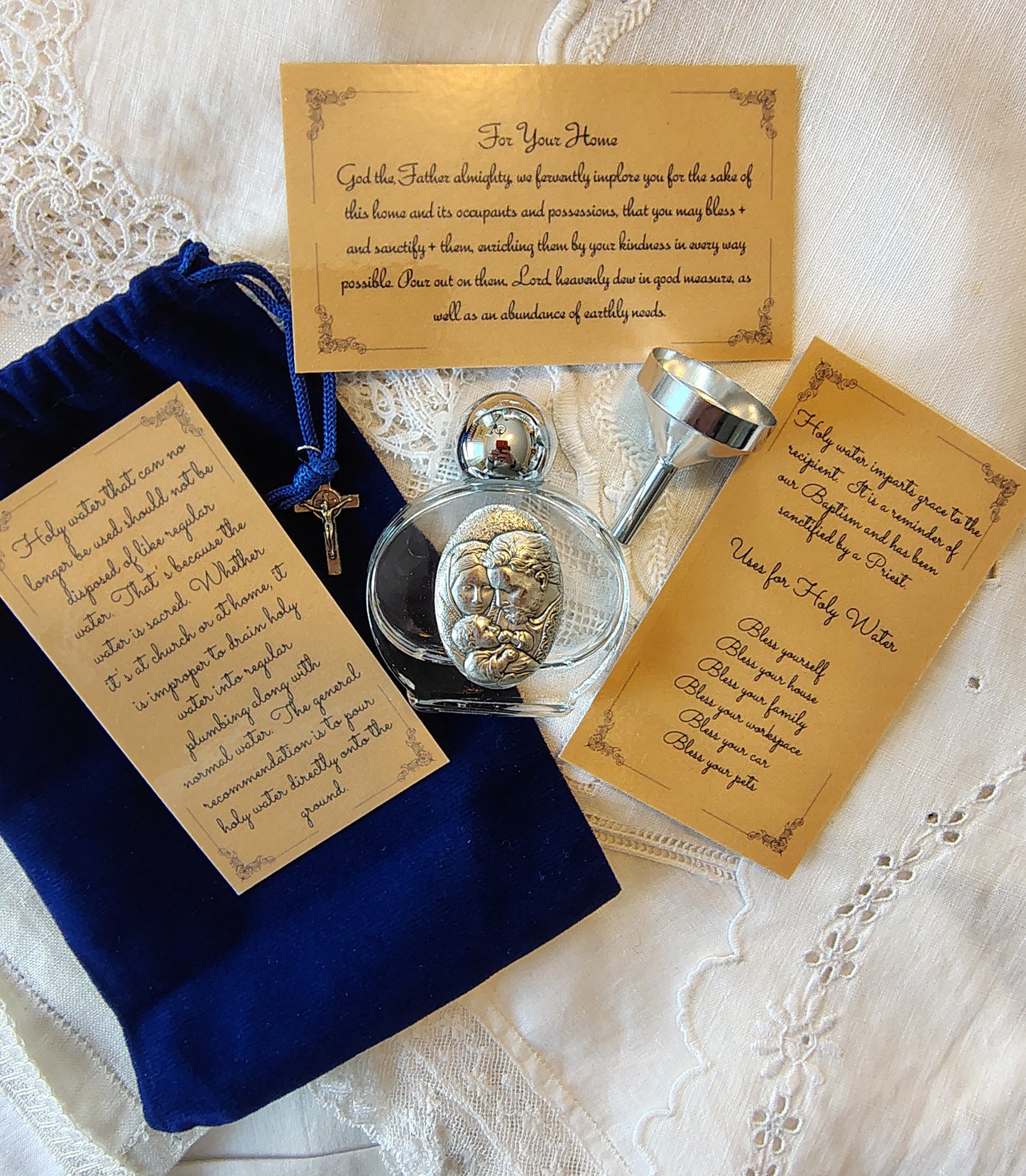 Holy Family Holy Water Bottle Gift Set, Catholic present, Aqua Bendita, regalo de Battesimo, Baptism gift, 1st first communion, confirmation keepsake