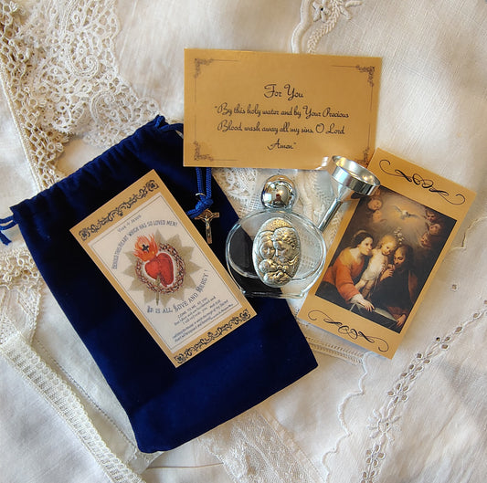 Holy Family Holy Water Bottle Gift Set, Catholic present, Aqua Bendita, regalo de Battesimo, Baptism gift, 1st first communion, confirmation keepsake