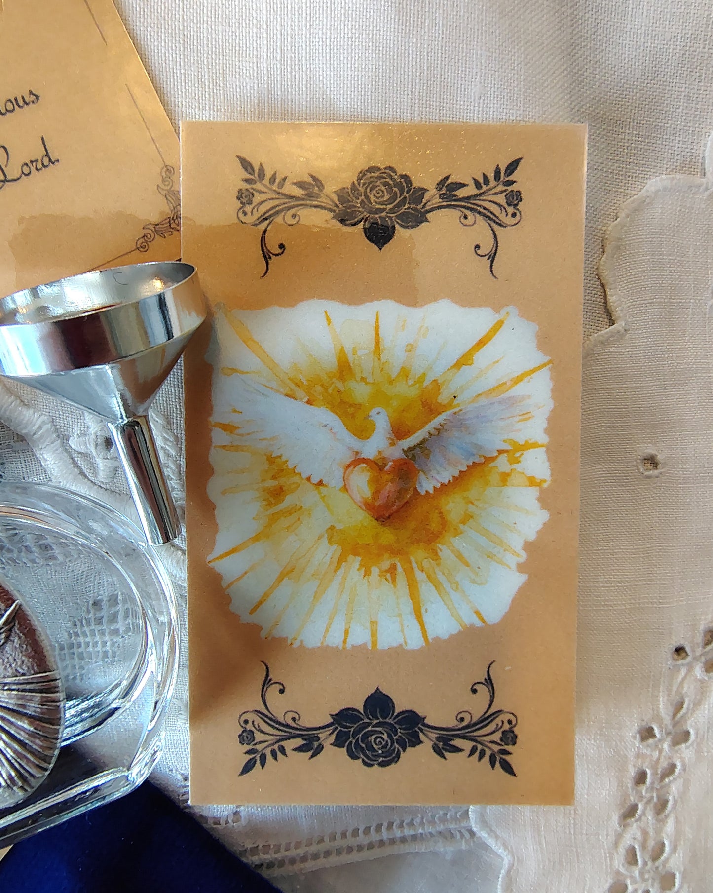 Holy Spirit Holy Water Bottle Gift Set, Catholic present, Aqua Bendita, regalo de Battesimo, Baptism gift, 1st first communion, confirmation keepsake
