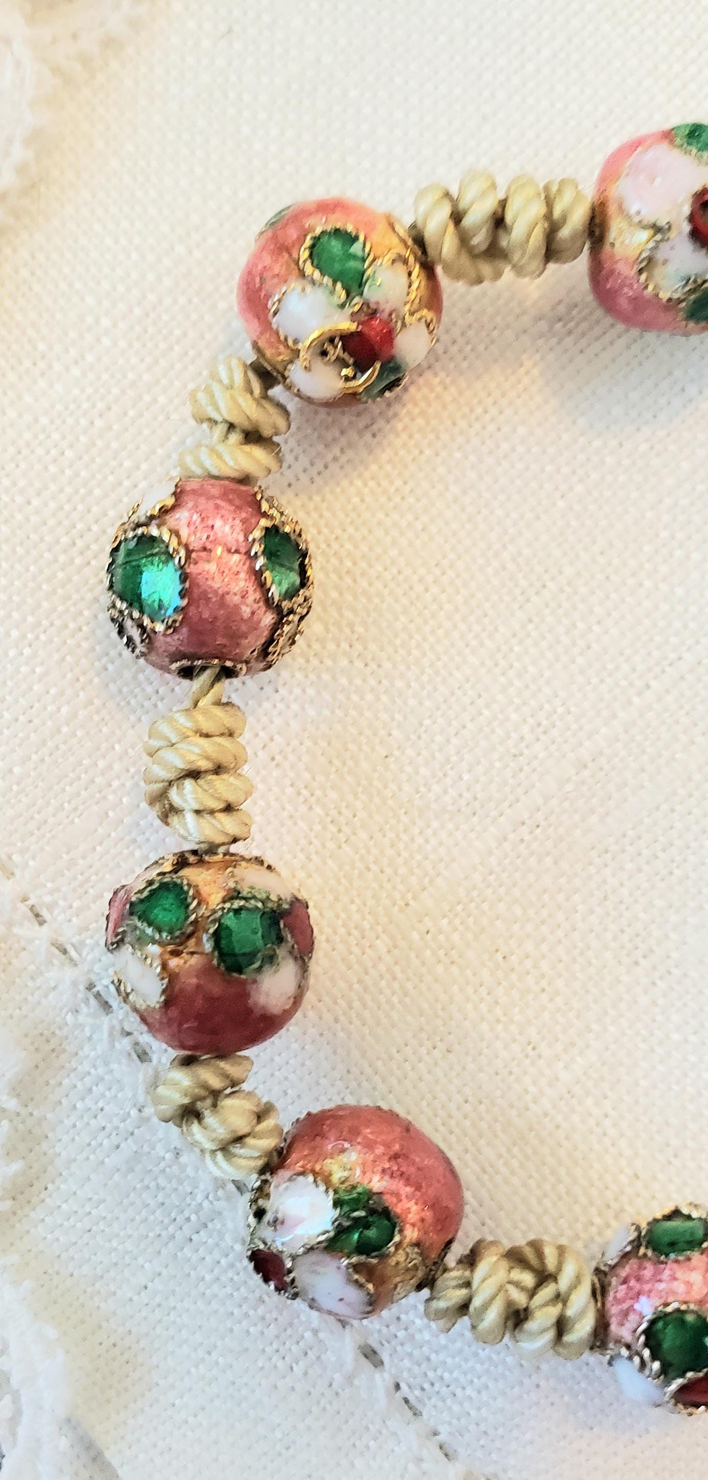 Hand-Knotted Rosary Bracelet Cloisonne Beads, Our Lady of Guadalupe Divine Mercy Medal, St. Benedict Crucifix prayer card