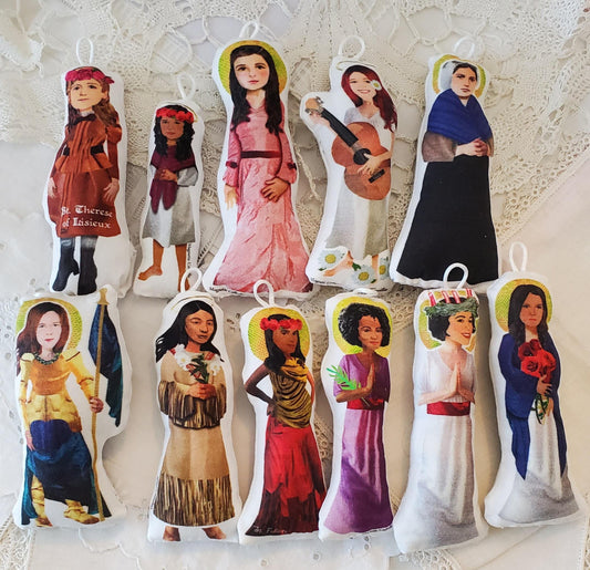 Girl Saints Soft Toy Set: Catholic Baby Quiet Toys
