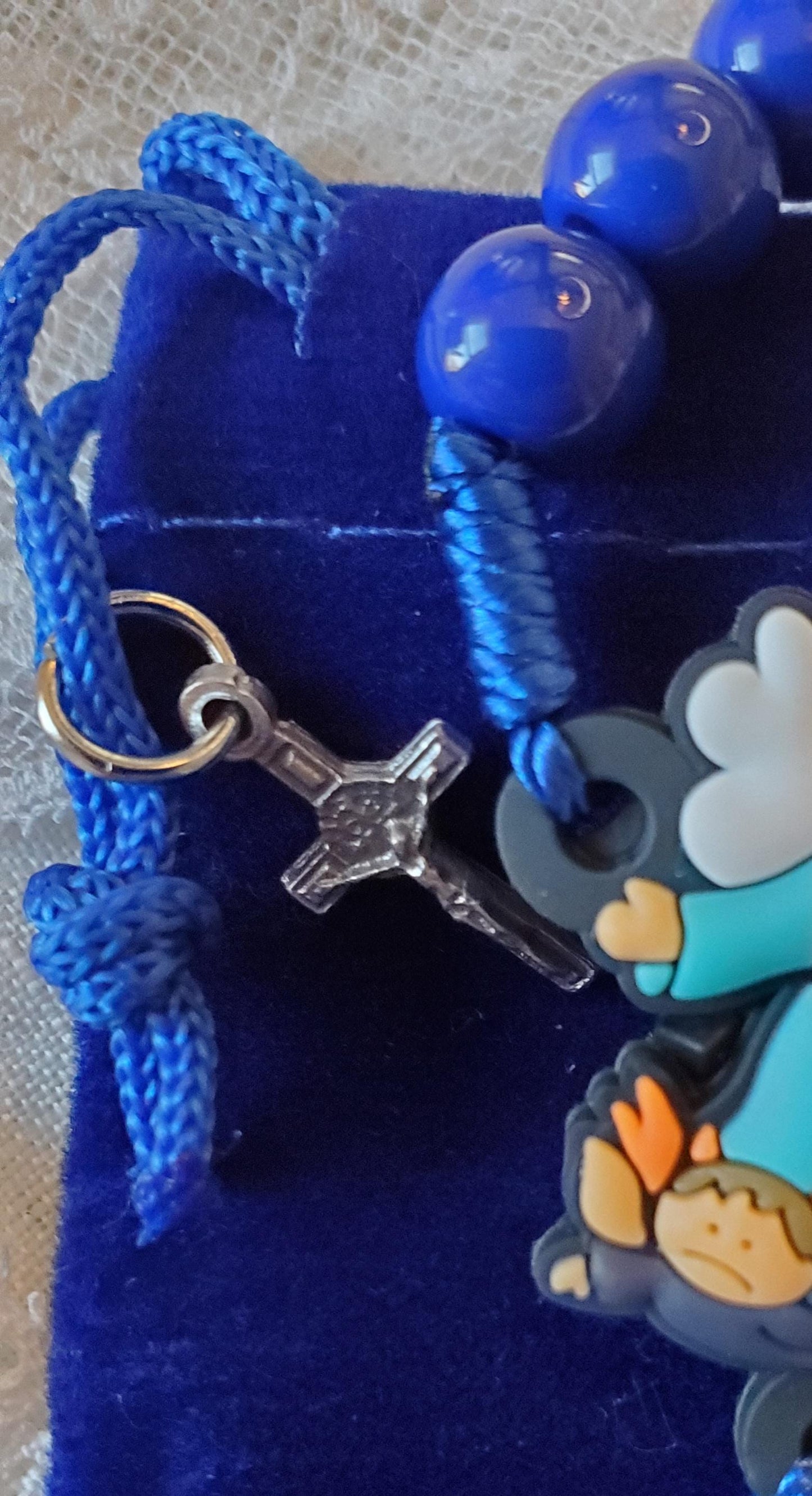Children's Saint Michael Archangel Rosary Gift Set: Catholic First Communion knotted rosary children's prayer card velvet bag with crucifix