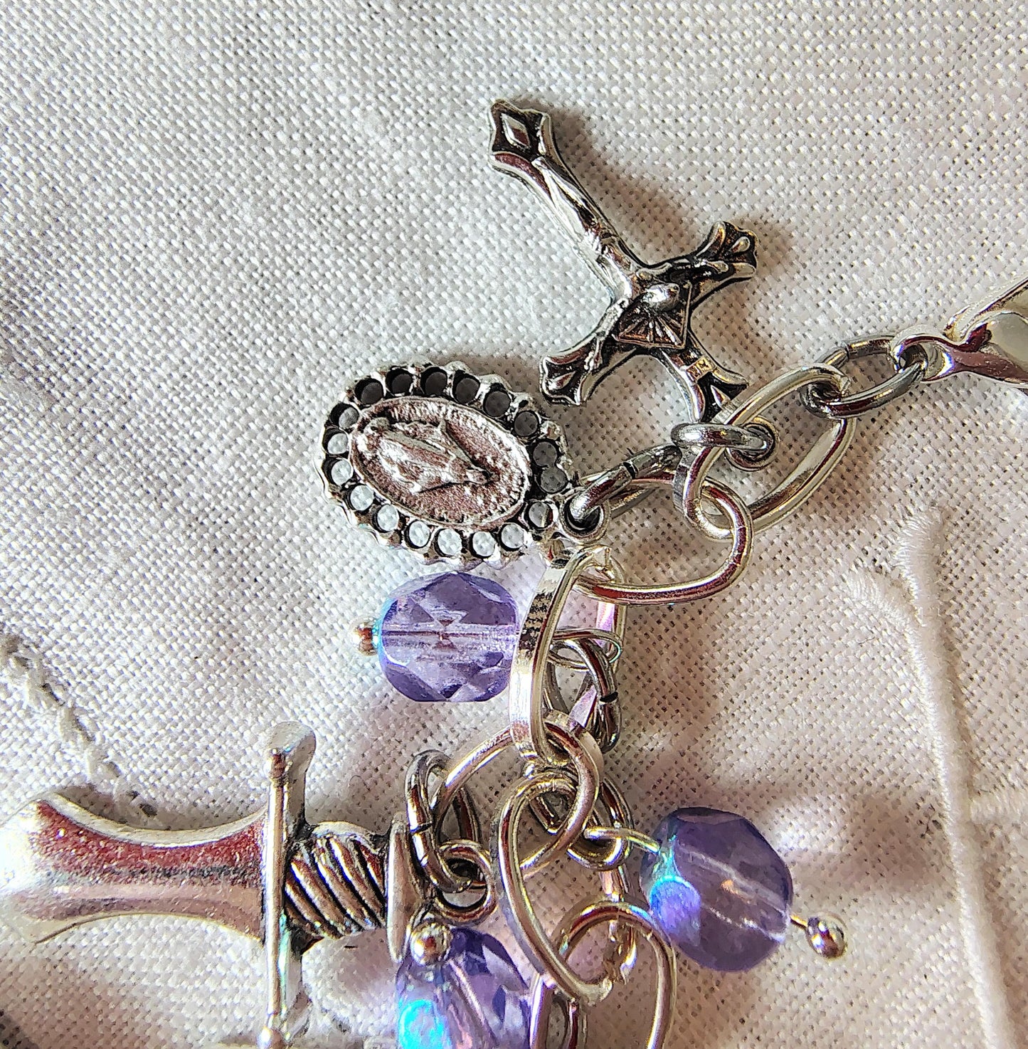 Armor of God Charm Bracelet: Catholic Miraculous Medal, Czech Crystal Beads in 17 options Miraculous Medal, Saint Benedict Medal, Crucifix