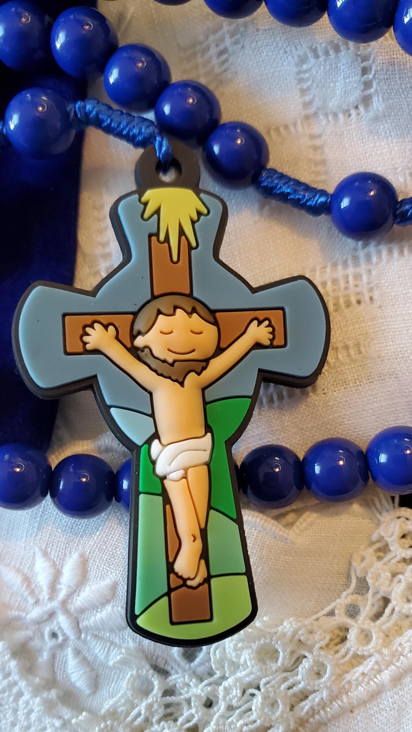 Children's Saint Michael Archangel Rosary Gift Set: Catholic First Communion knotted rosary children's prayer card velvet bag with crucifix