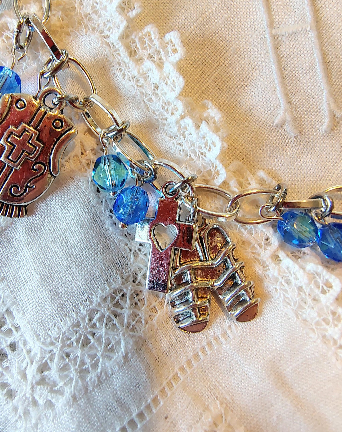 Czech Crystal Armor of God Charm Bracelet: Protestant Christian Gift