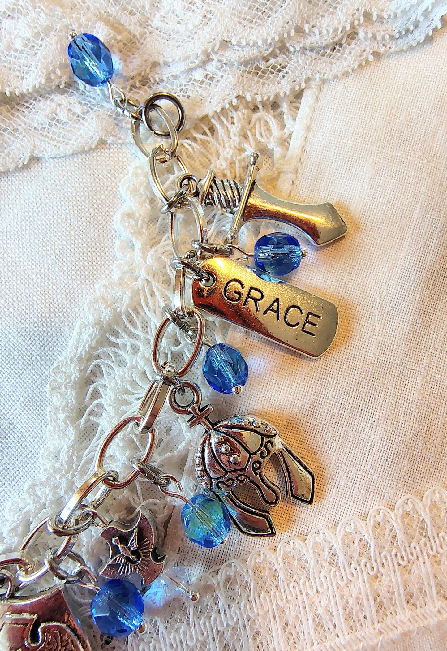 Czech Crystal Armor of God Charm Bracelet: Protestant Christian Gift