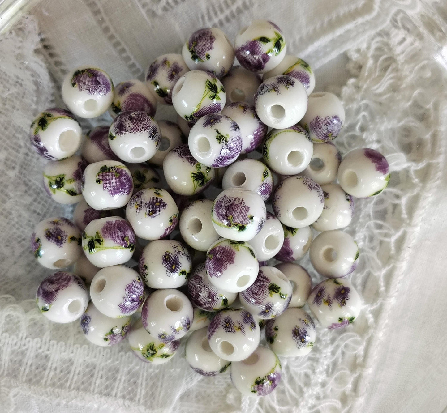 Customizable Madonna and Child Bracelet Floral Porcelain Beads, Adjustable Rosary, Miyuki Spacer beads, prayer card