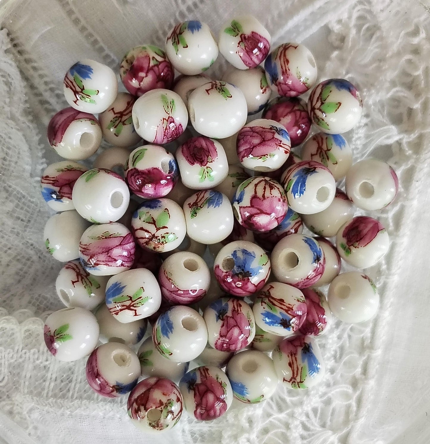 Customizable Madonna and Child Bracelet Floral Porcelain Beads, Adjustable Rosary, Miyuki Spacer beads, prayer card