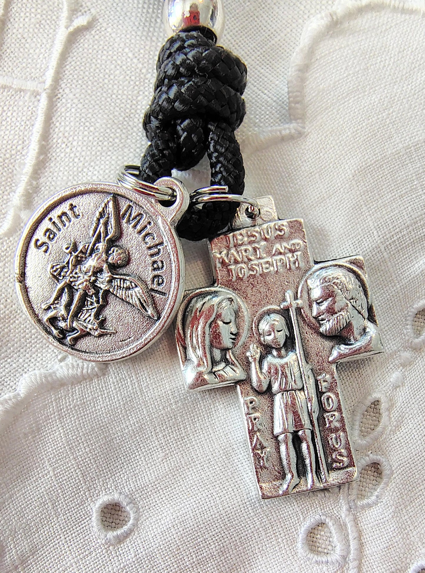 Rosary paracord police protection sheriff tenner prayer beads Saint Michael ice border patrol Saint Benedict crucifix spiritual warfare gift
