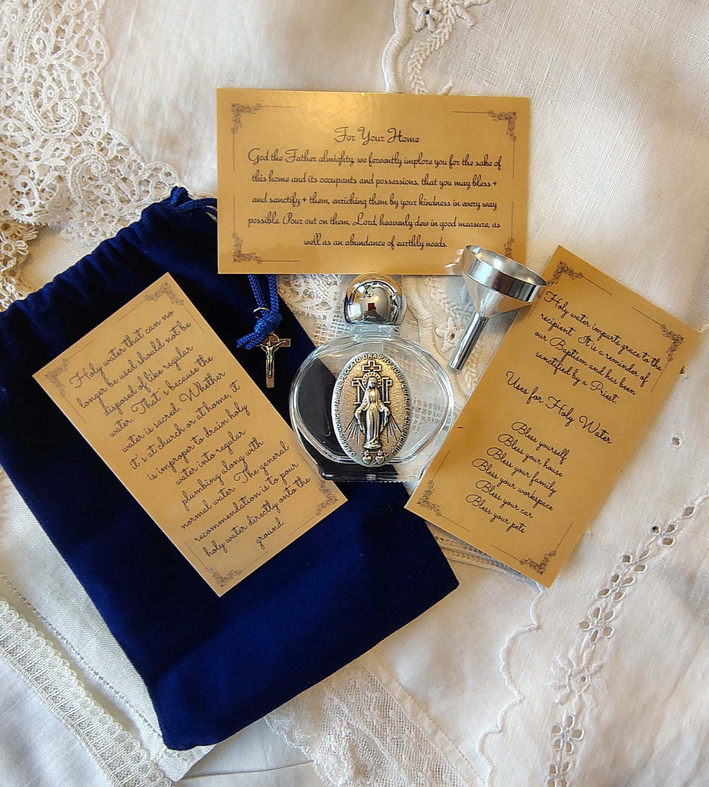 Miraculous Medal Holy Water Bottle Gift Set, Catholic present, Aqua Bendita, regalo de Battesimo, Baptism gift, 1st first communion, confirmation keepsake