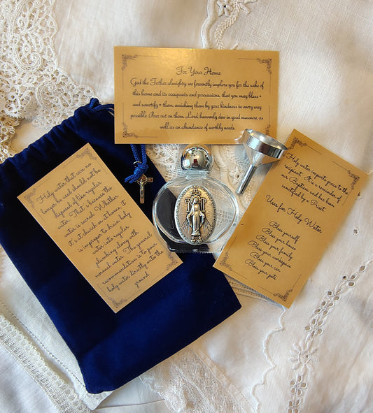 Miraculous Medal Holy Water Bottle Gift Set, Catholic present, Aqua Bendita, regalo de Battesimo, Baptism gift, 1st first communion, confirmation keepsake