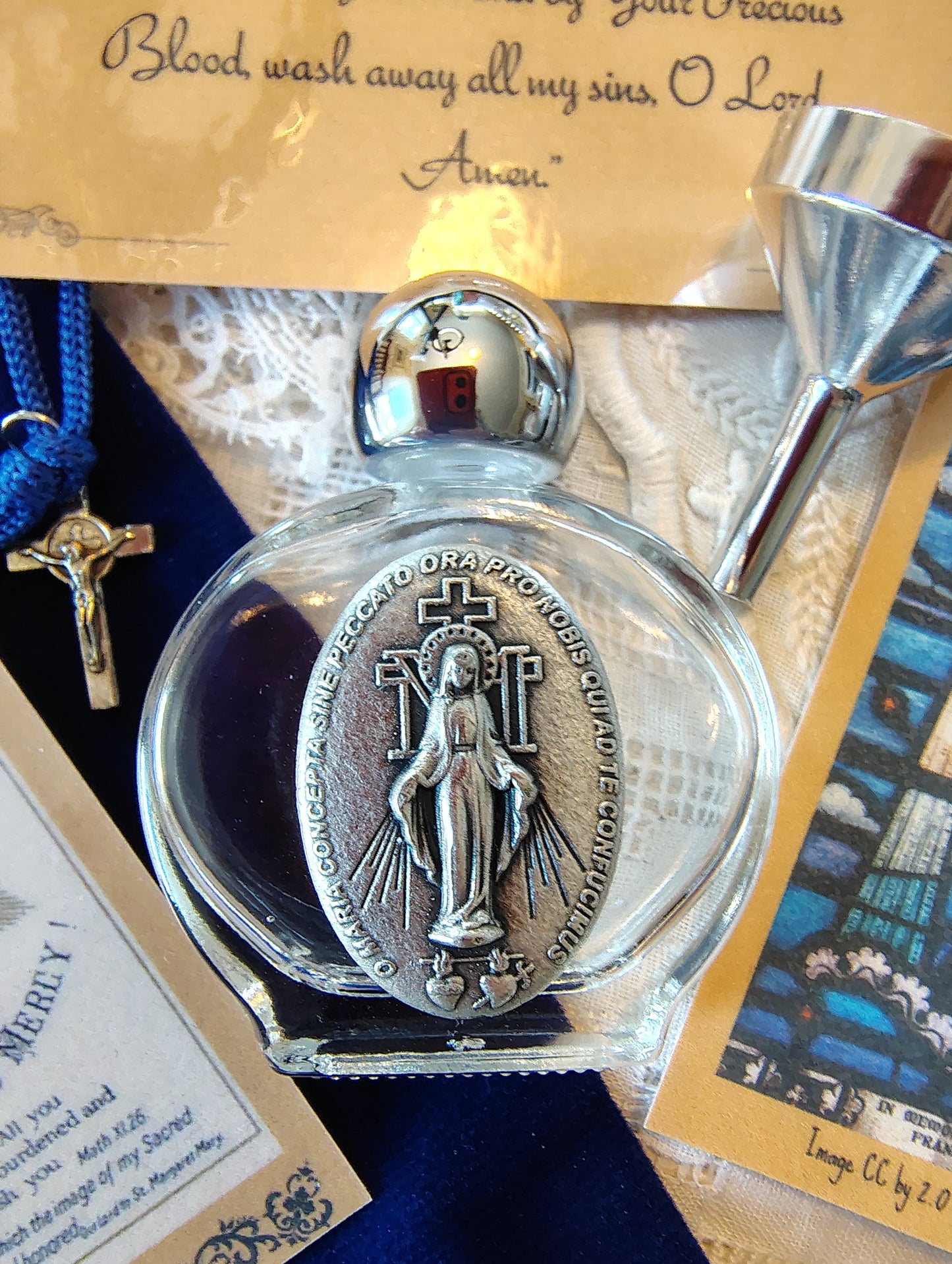 Miraculous Medal Holy Water Bottle Gift Set, Catholic present, Aqua Bendita, regalo de Battesimo, Baptism gift, 1st first communion, confirmation keepsake