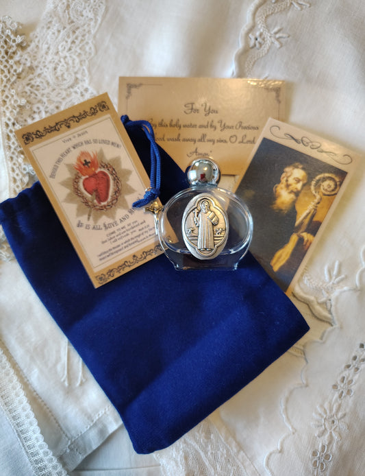Saint Benedict Holy Water Bottle Gift Set, Catholic present, Aqua Bendita, regalo de Battesimo, Baptism gift, 1st first communion, confirmation keepsake