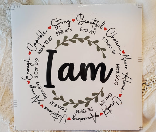 "I AM" sticker