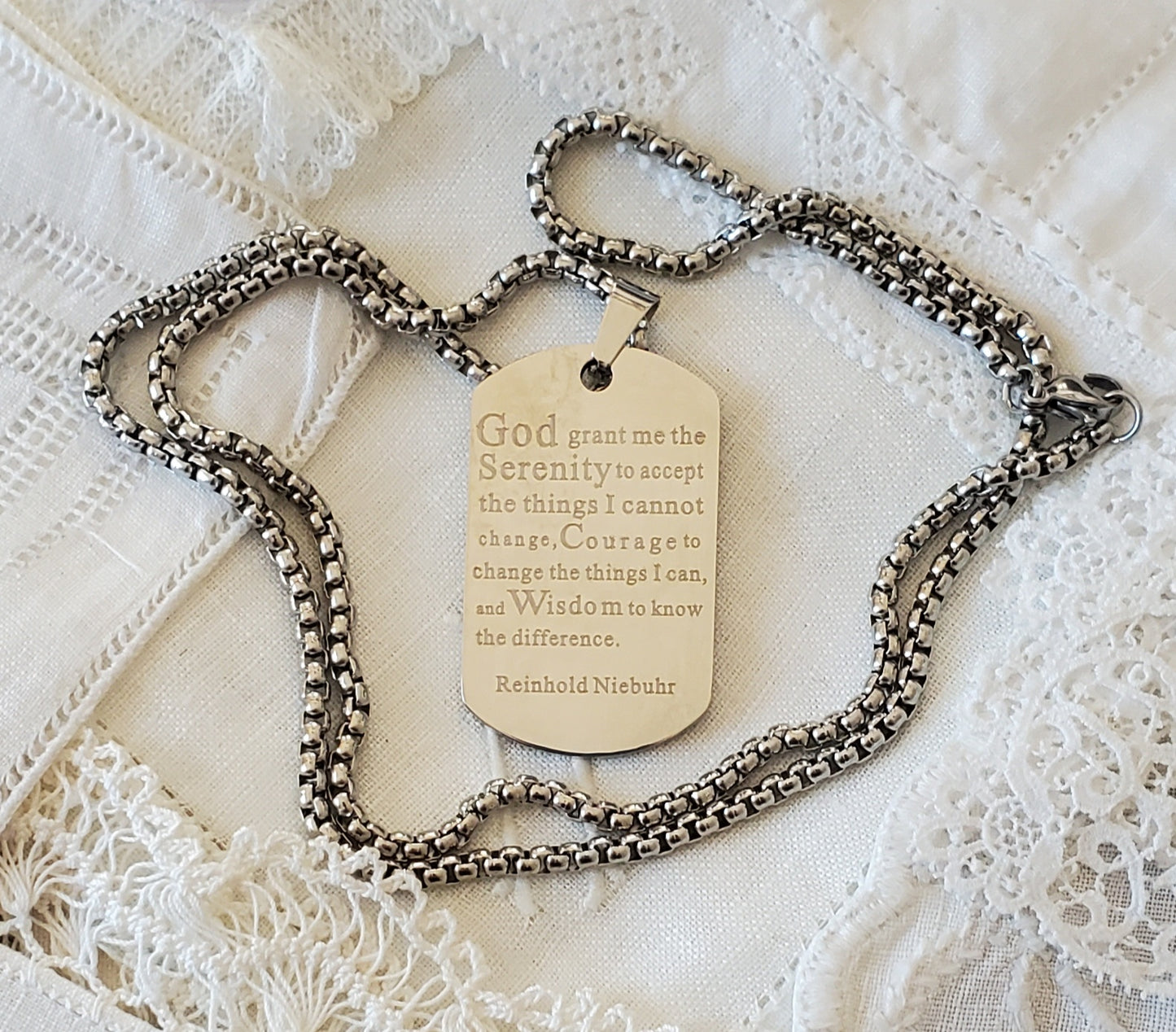 Patriotic Dog Tag with Serenity Prayer Recovery