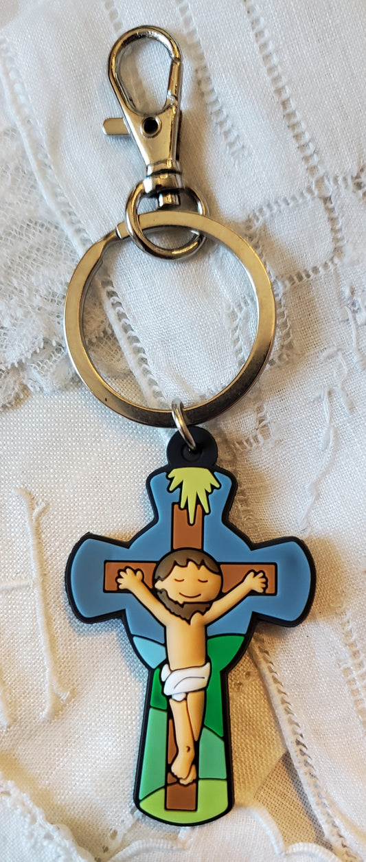Tiny Devotions Jesus Crucifix Backpack clip keychain charm set devotional first Communion birthday Present Christmas gift Easter toy
