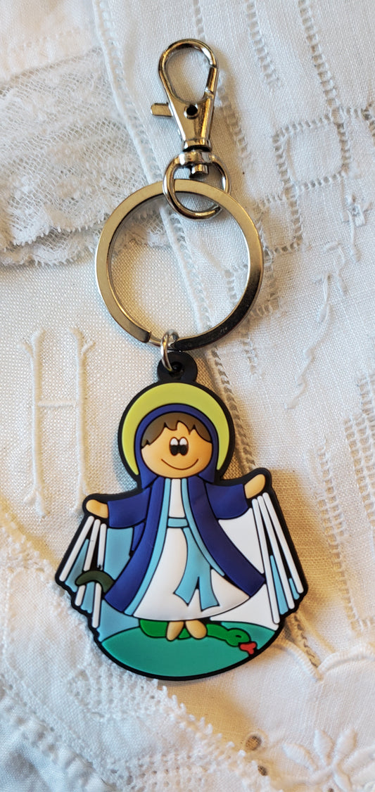 Tiny Devotions Our Lady Backpack clip keychain Charm set Backpack clip keychain charm set devotional first Communion birthday Present Christmas gift Easter toy