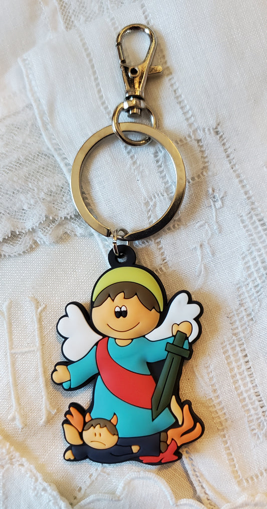 Tiny Devotions Saint Michael the Arch Angel Backpack clip keychain charm devotional 1st Communion birthday Present Christmas gift Easter toy