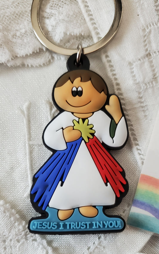 Tiny Devotions Jesus of Divine Mercy Backpack keyring charm set Backpack clip keychain charm set devotional first Communion birthday Present Christmas gift Easter toy