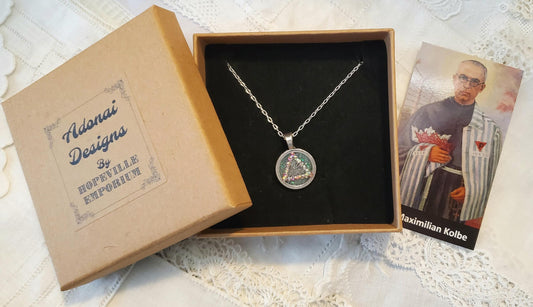 AA Recovery Rhinestone Necklace: Silver Filled Chain, Addiction Recovery Gift