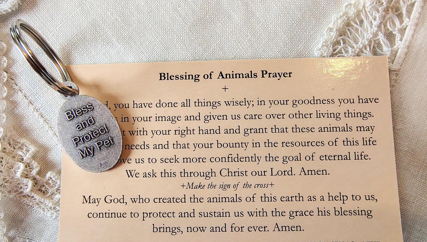 Customizable St. Francis of Assisi Medal: Pet Collar Charm, Key Chain, Charm Chain, Rosary Accessory, Prayer Card with Pet Blessing