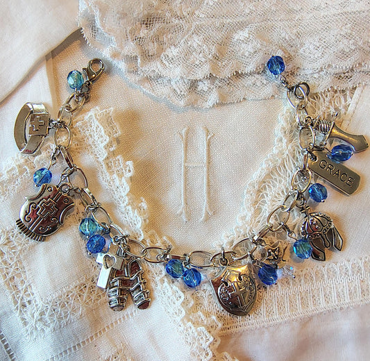 Czech Crystal Armor of God Charm Bracelet: Protestant Christian Gift