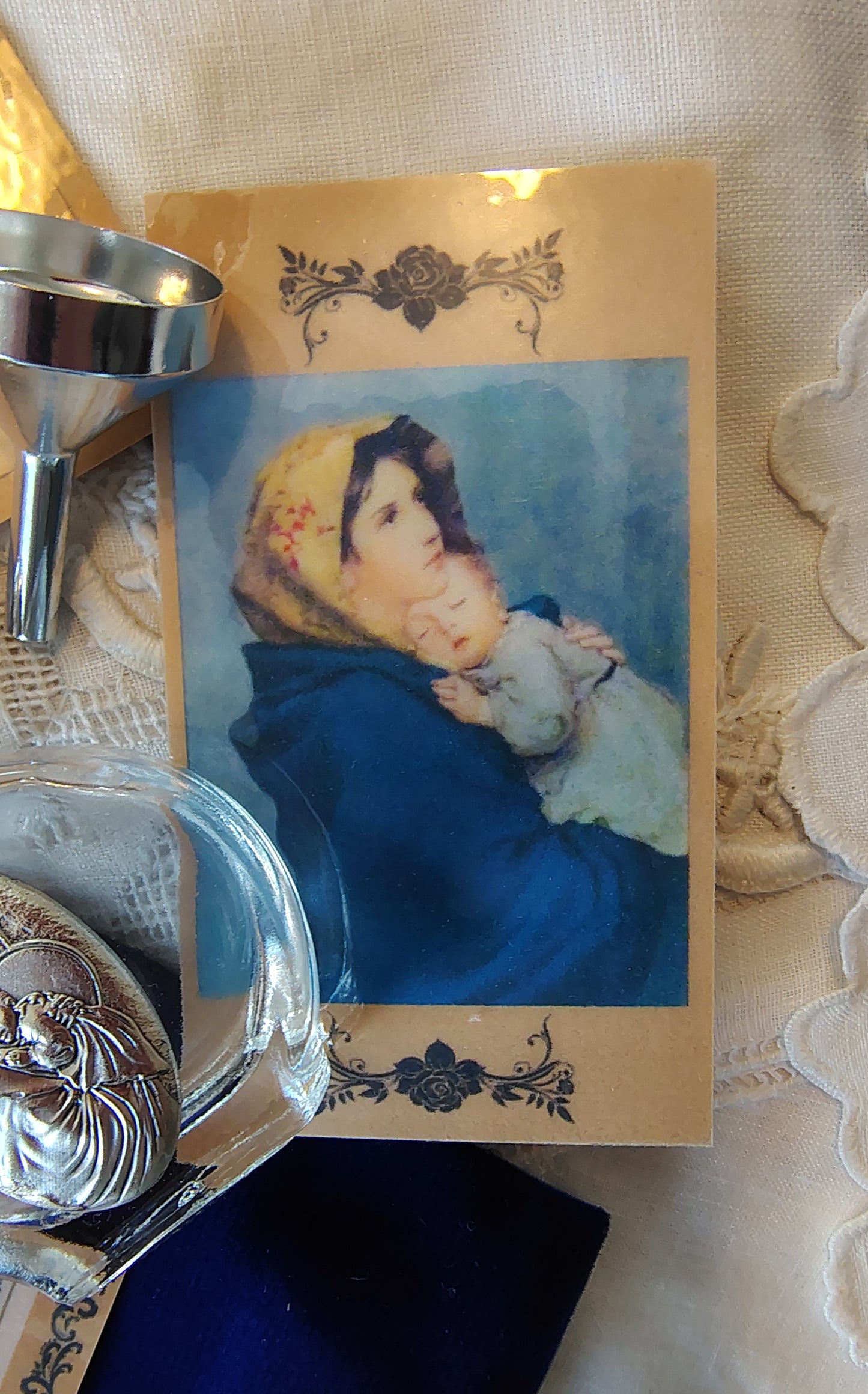 Madonna of the Streets Holy Water Bottle Gift Set, Catholic present, Aqua Bendita, regalo de Battesimo, Baptism gift, 1st first communion, confirmation keepsake