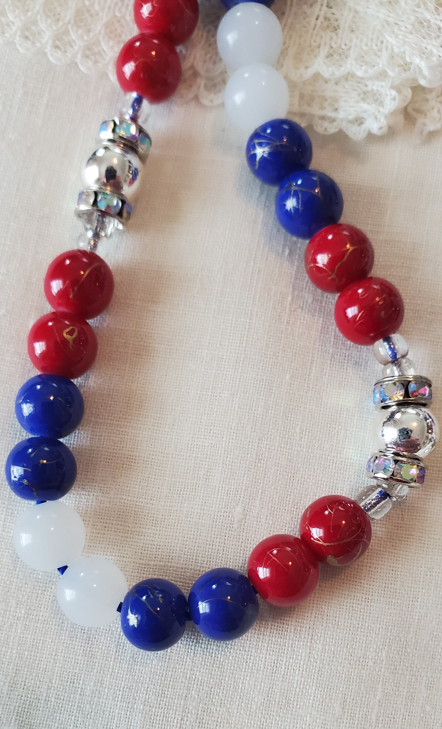 Hand Knotted Pray for Our Nation Rosary - Blue Cord