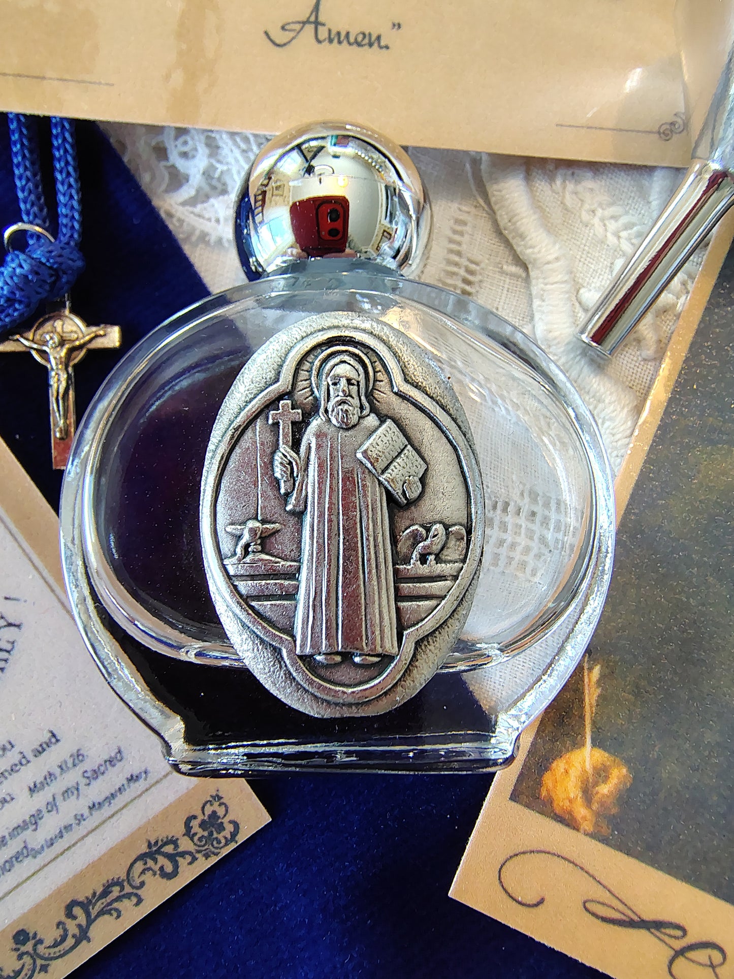 Saint Benedict Holy Water Bottle Gift Set, Catholic present, Aqua Bendita, regalo de Battesimo, Baptism gift, 1st first communion, confirmation keepsake