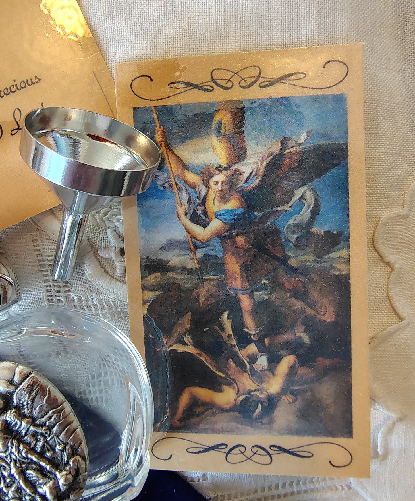 Saint Michael The Arch Angel Holy Water Bottle Gift Set, Catholic present, Aqua Bendita, regalo de Battesimo, Baptism gift, 1st first communion, confirmation keepsake